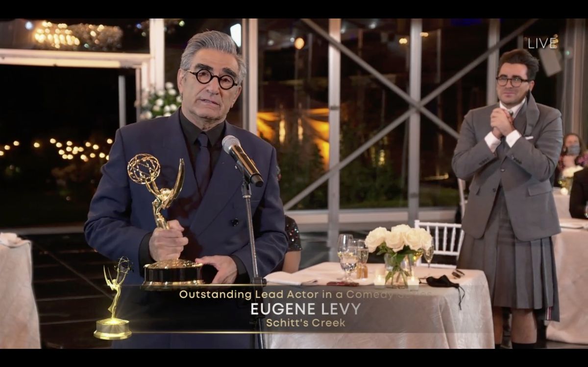 Eugene Levy accepts his award for Outstanding Lead Actor in a Comedy Series for &#039;Schitt&#039;s Creek&#039;.