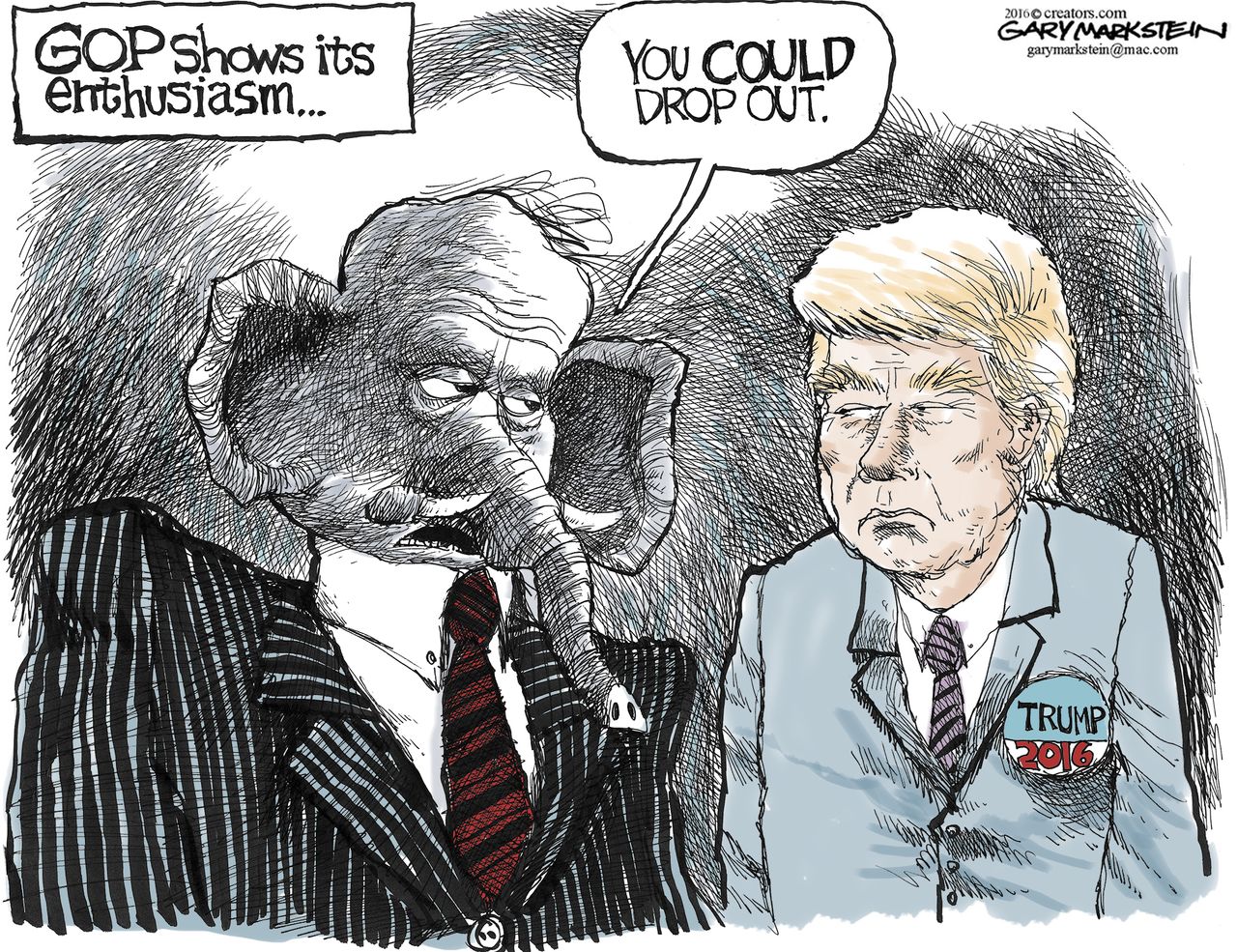 Political Cartoon U.S. Trump GOP 2016