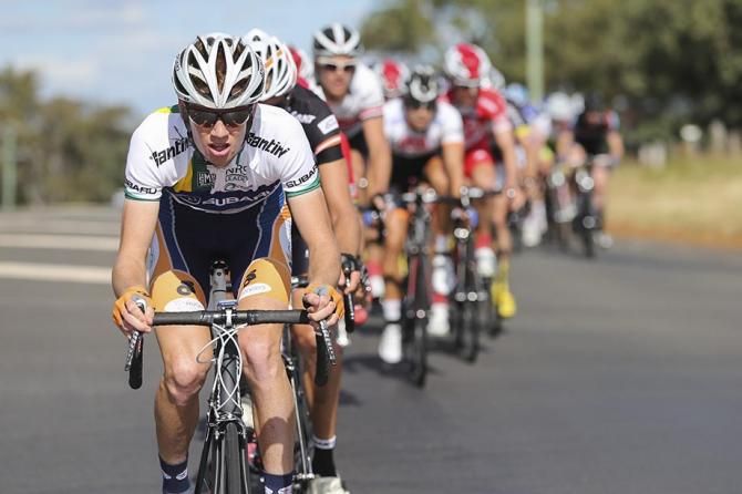Jack Haig (Huon Salmon-Genesy) takes a pull toward the end of the stage