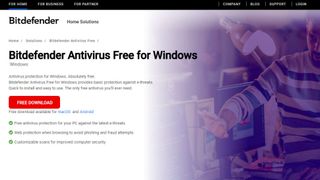 Bitdefender Antivirus Free Edition website screenshot