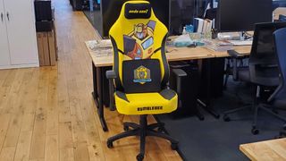 Yellow bumblebee gaming chair in an office