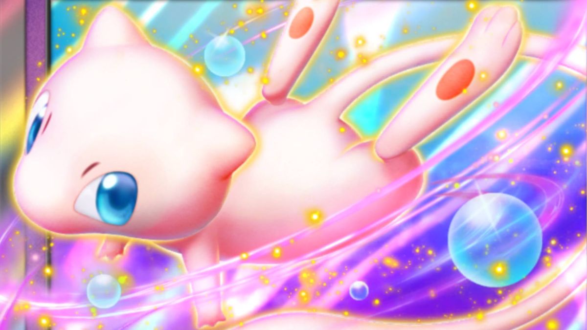 Artwork for the Mew ex card introduced in Pokemon TCG Pocket&#039;s Mythical Island expansion.