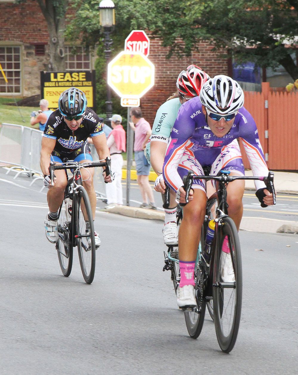 Lauretta Hanson (Fearless Femme p/b Haute Wheels Racing) initiates what turns out to be the winning break.