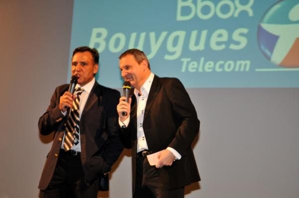 Jean-Ren&eacute; Bernaudeau and Thierry Adams at the Bbox Bouygues Telecom presentation.