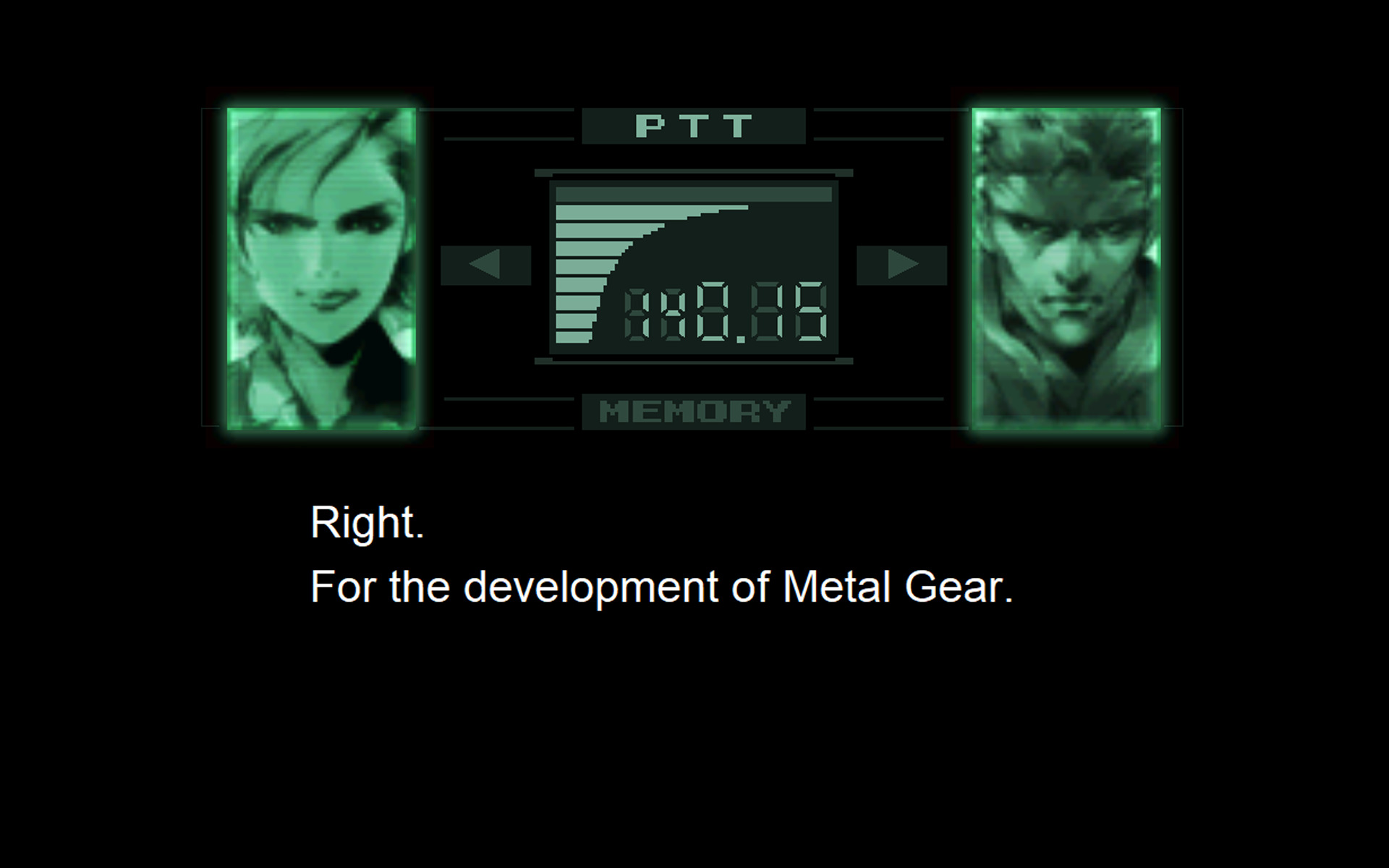 Solid Snake talks to Meryl in the PC release of Metal Gear Solid: 