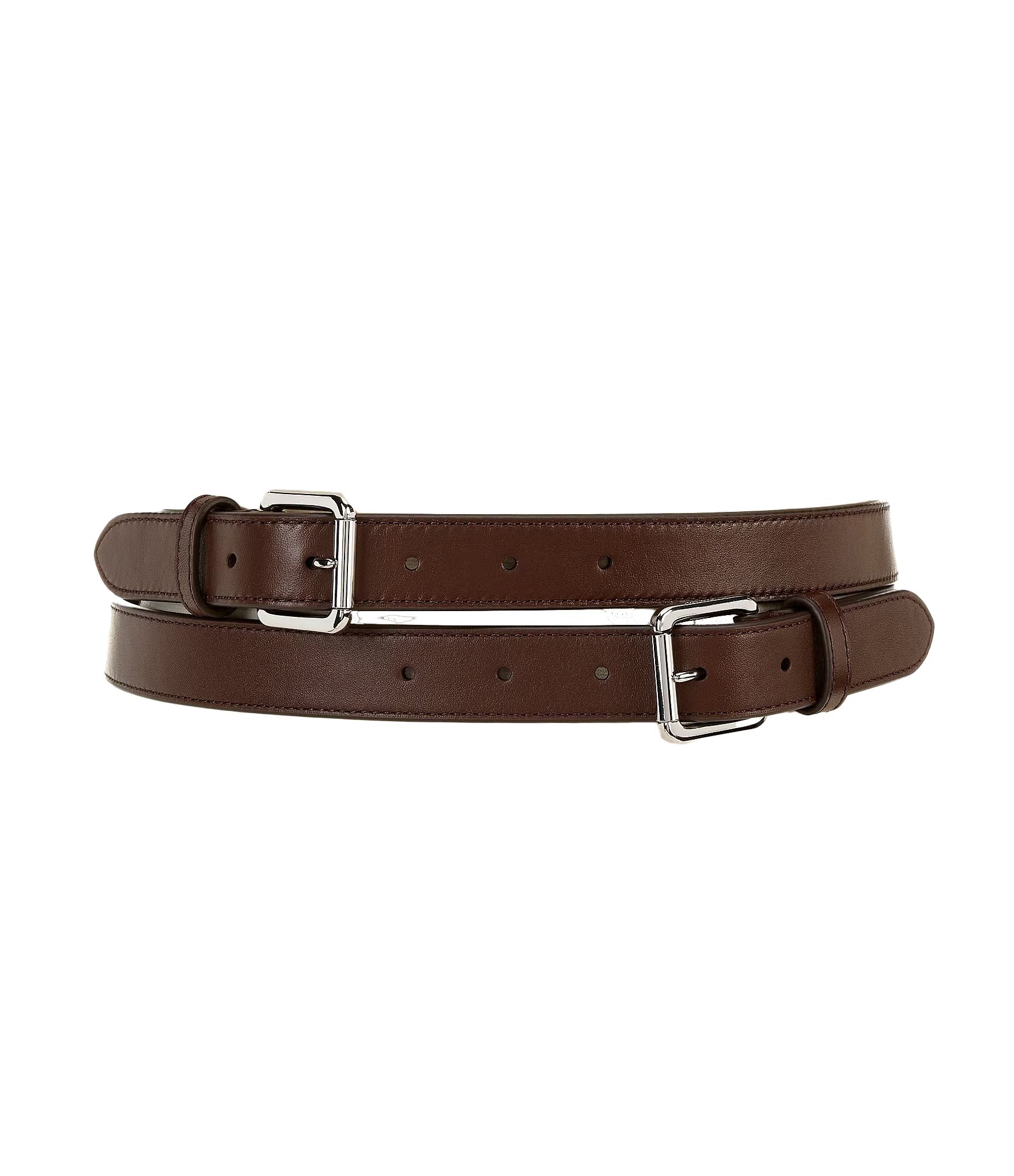 Ralph Lauren, Leather Double Buckle Stacked Wide Belt