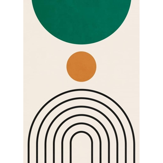 Abstract contemporary rug with green circular accent from Amazon.