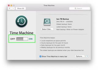 turn on Time Machine