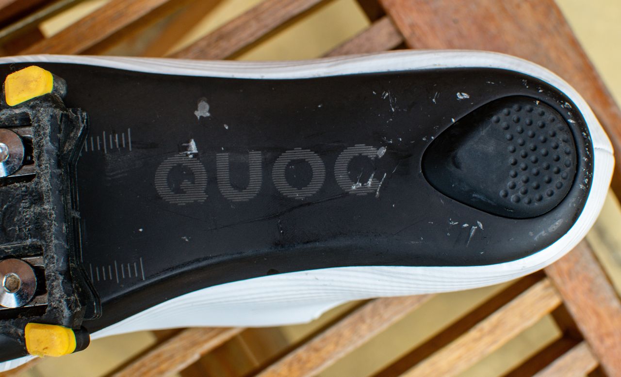 A white Quoc M3 Pro cycling shoe sole