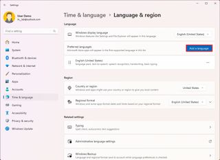 Windows 11 add new language option