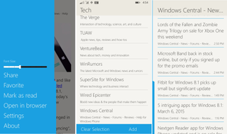 Fedora Reader Windows Phone screens