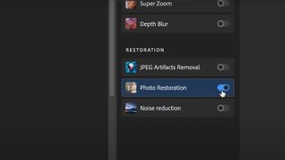 Screenshot of Adobe Restoration Neural Filter in Photoshop