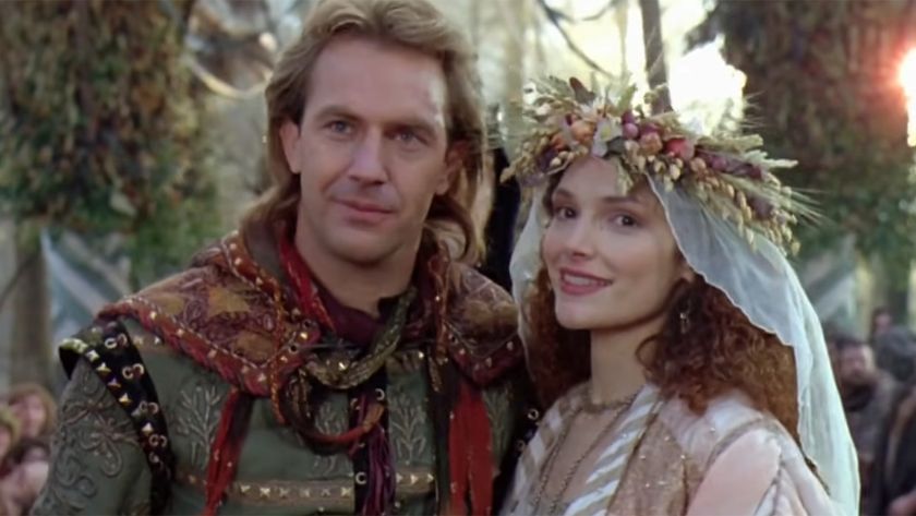 Kevin Costner and Mary Elizabeth Mastrantonio in the wedding scene from Robin Hood: Prince of Thieves.