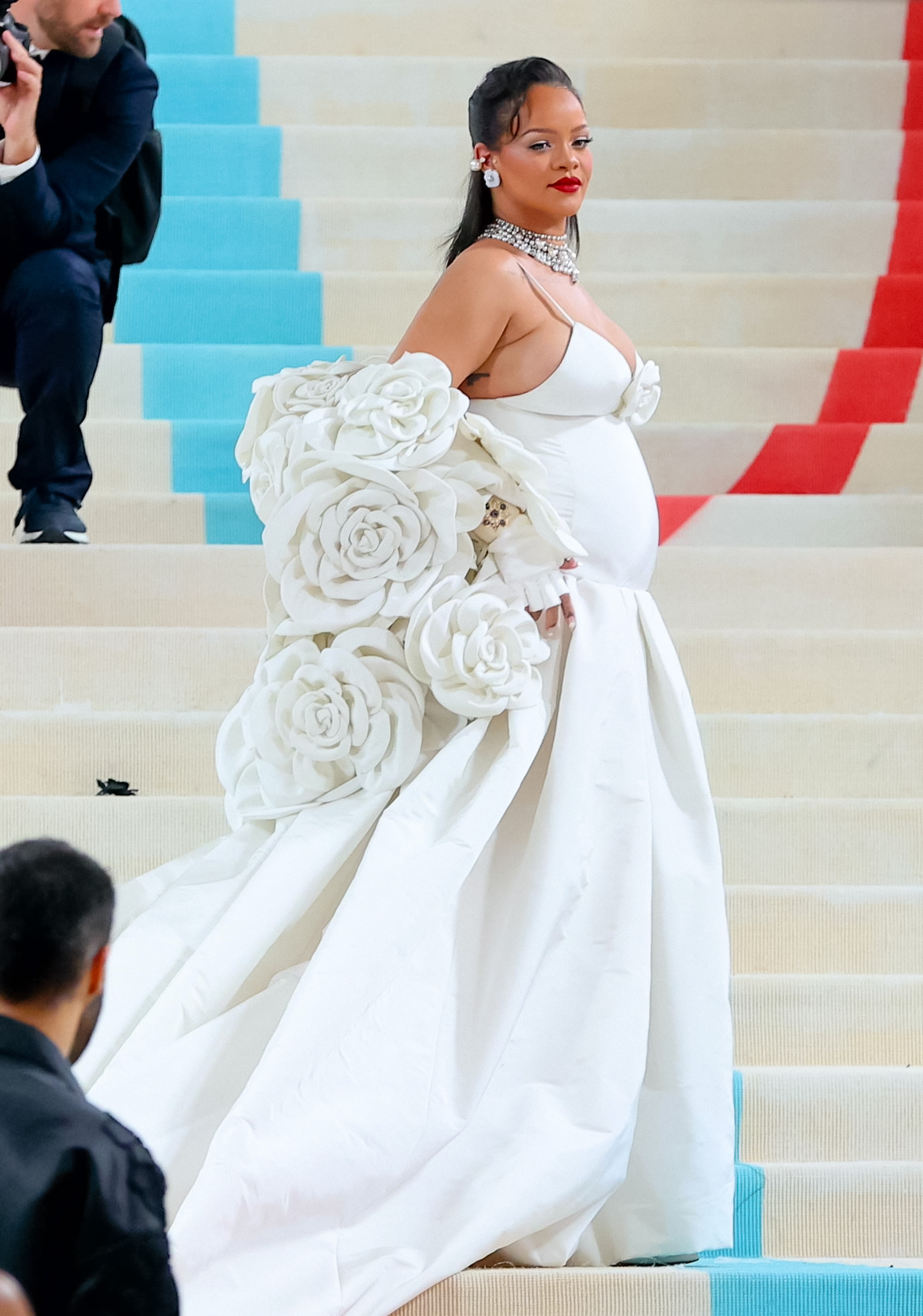 NEW YORK, NY - MAY 01: Rihanna is seen attending The 2023 Met Gala Celebrating 'Karl Lagerfeld: A Line Of Beauty' at The Metropolitan Museum of Art on May 01, 2023 in New York City. (Photo by Jose Perez/Bauer-Griffin/GC Images)