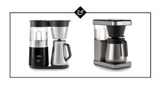 OXO 8-cup vs OXO 9-cup coffee makers on a white background with the H&G logo and a black border around them