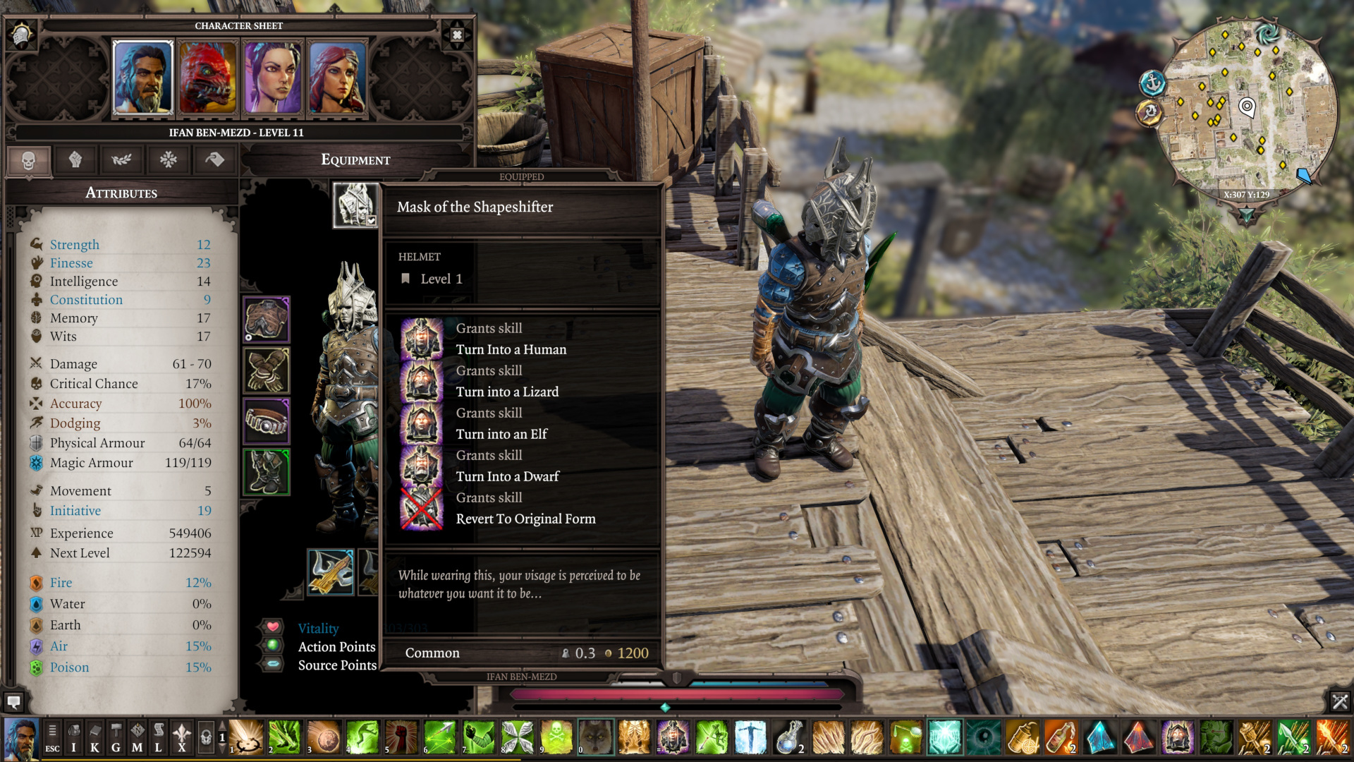 Ifan wearing the Mask of the Shapeshifter in Divinity Original Sin 2