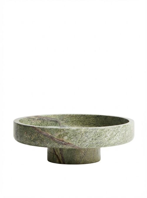 Footed Marble Serving Bowl - Beige