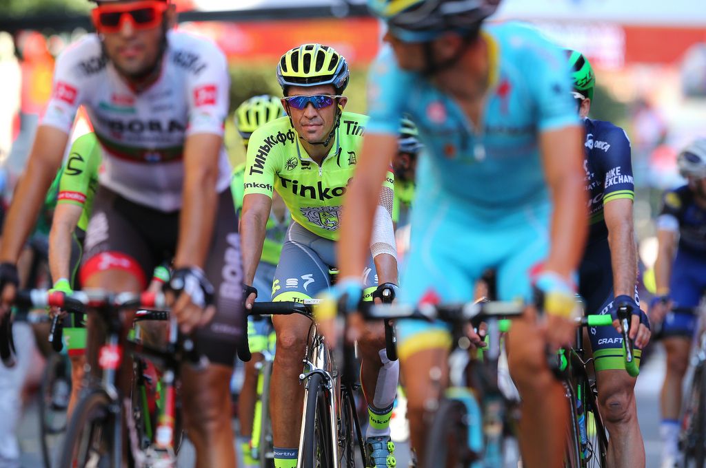 Alberto Contador (Tinkoff) finishes stage 12 into Bilbao