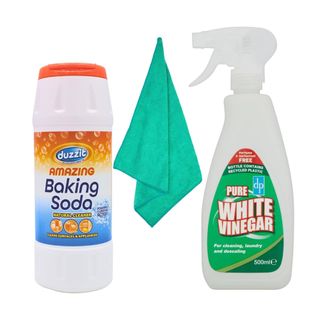 Baking Soda and White Vinegar Bundle with Glameno Microfiber Cloth