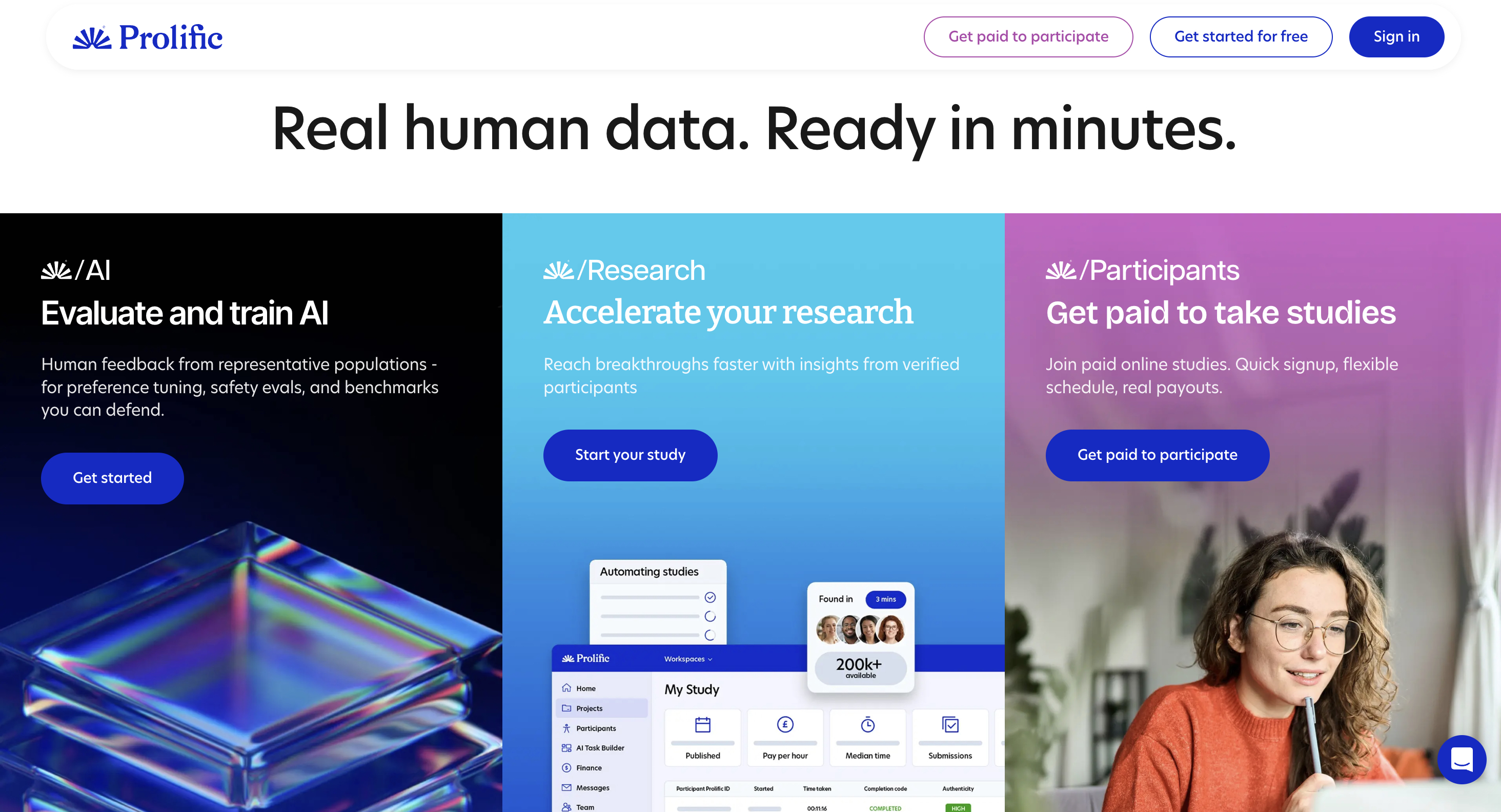 An image of the Prolific homepage
