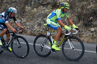 Alberto Contador suffered in the cold weather.