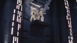 A Stormtrooper being shot in Star Wars: A New Hope