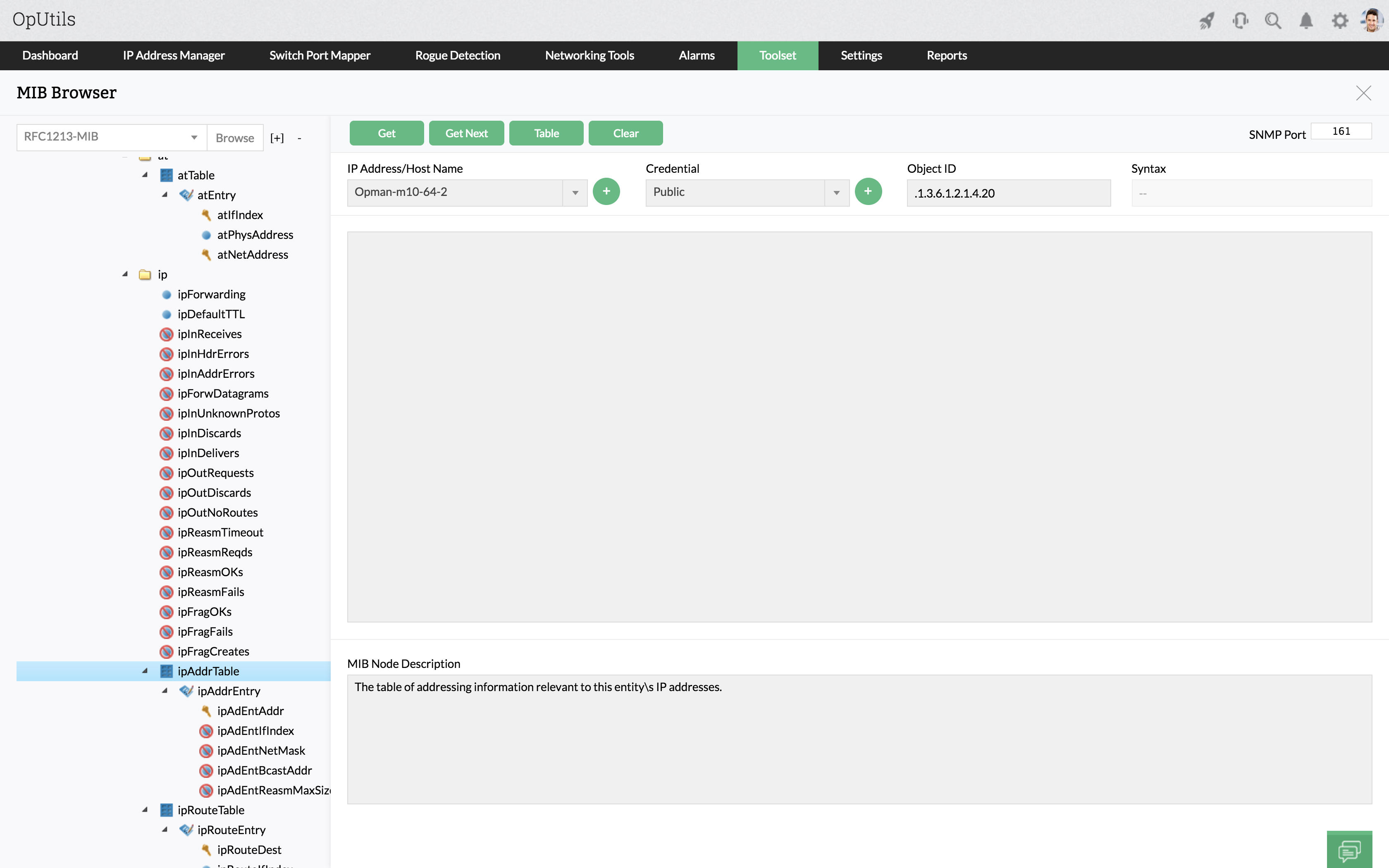 Screen grab SNMP ManageEngine