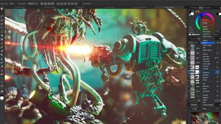 This screenshot from Affinity Photo shows a light flare added on a new layer and blended into the scene using the screen blend mode