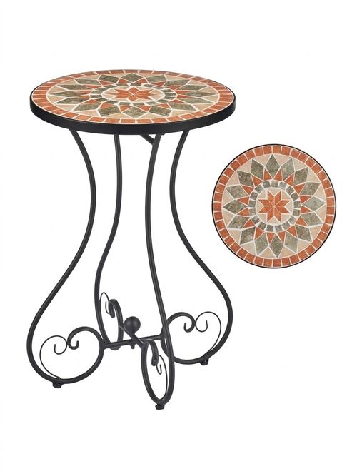 Ceramic Tile Round Side Table