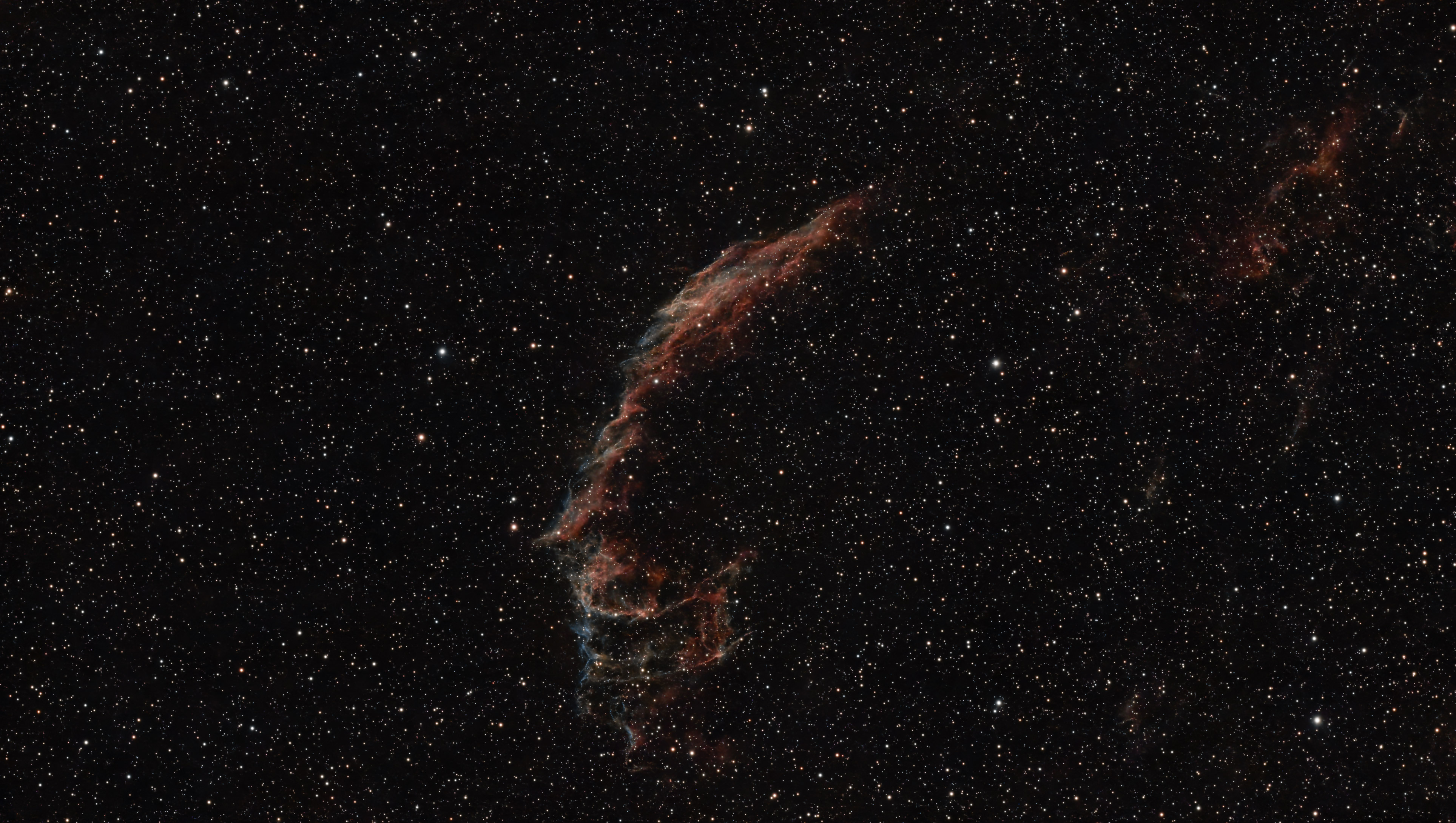 A photo of the East Veil nebula photographed with the Dwarf III smart telescope and processed in DwarfLab's Stellar Studio