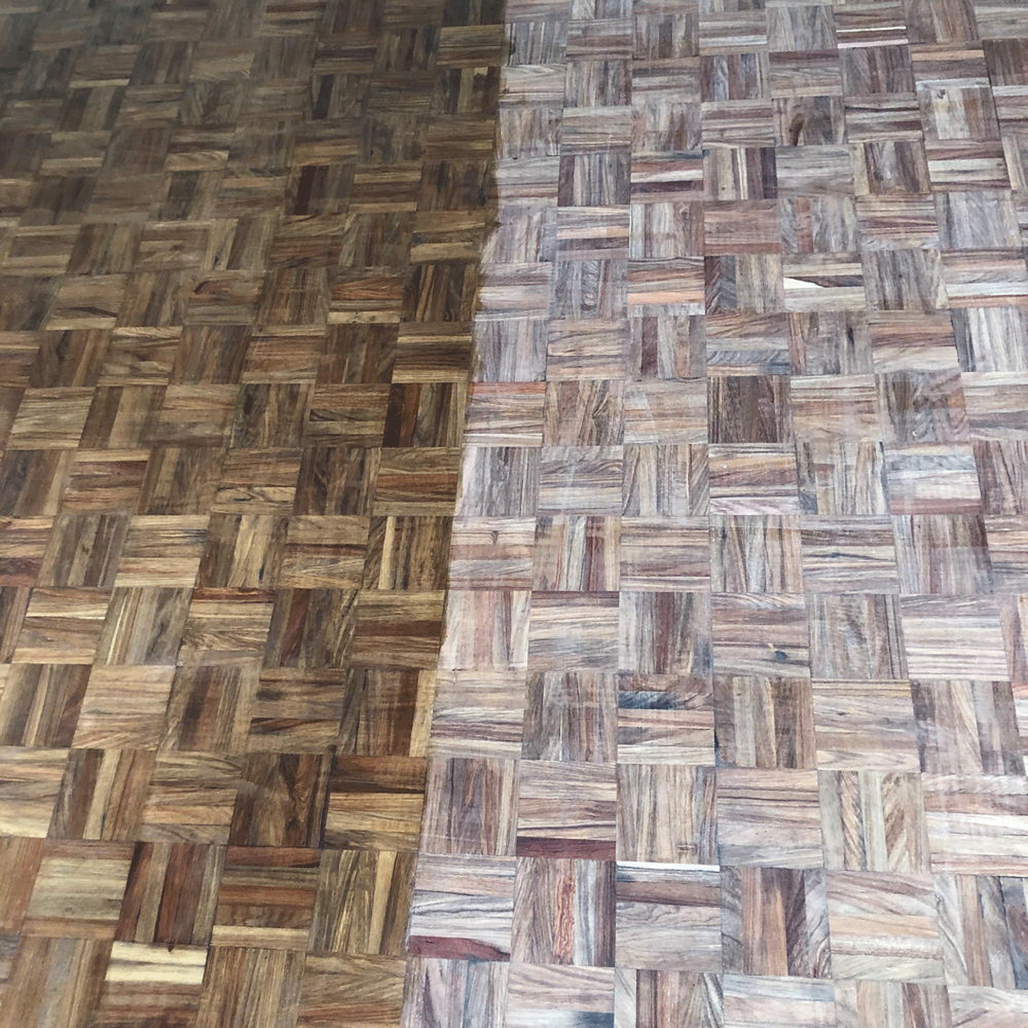 Wooden parquet flooring in living room