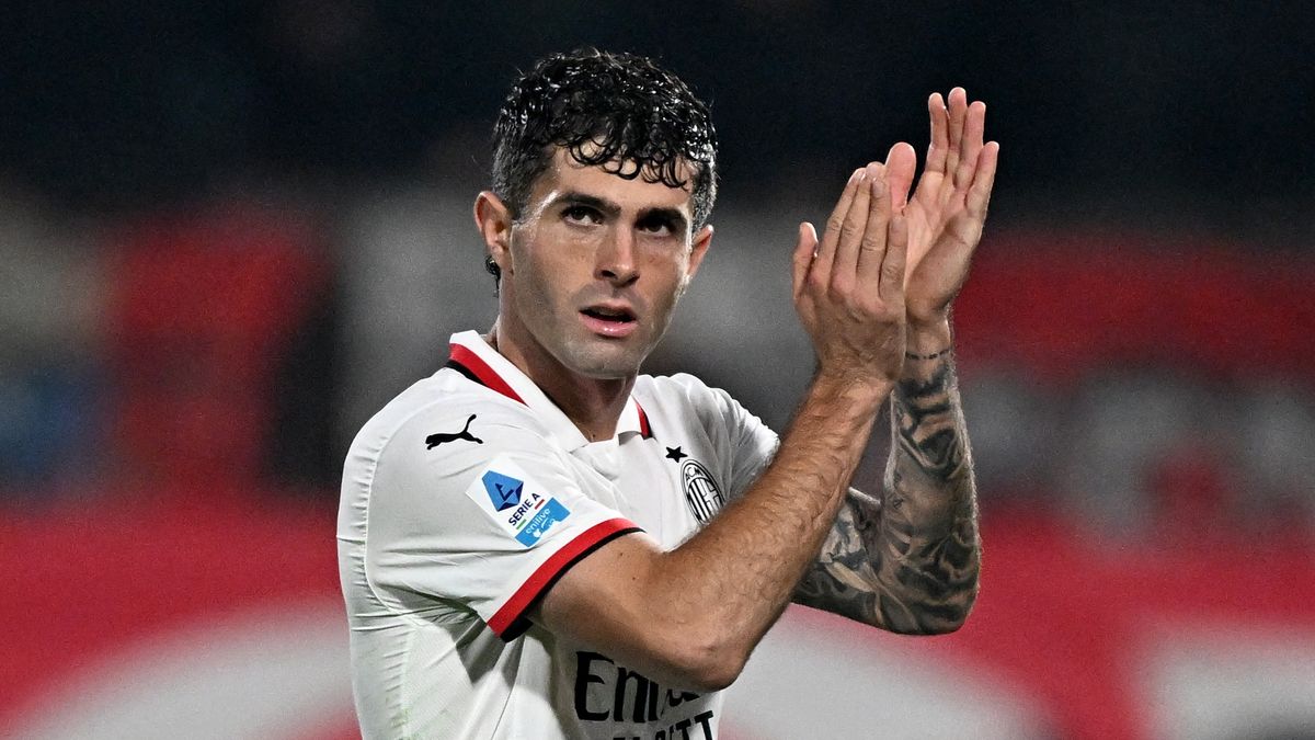 AC Milan&#039;s American forward #11 Christian Pulisic leaves the pitch ahead of the Real Madrid vs AC Milan live stream in the 2024/25 Champions League