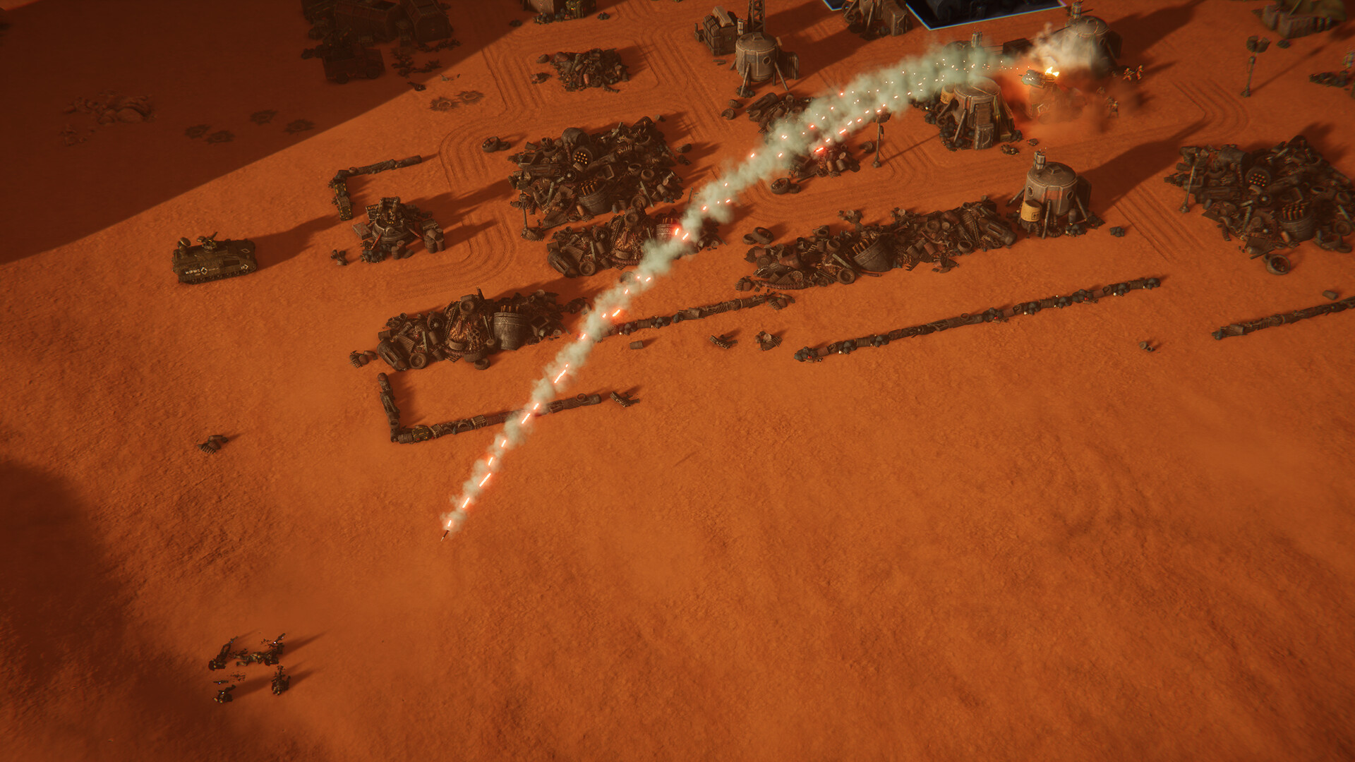 A missile being fired over a hot desert in strategy game Menace
