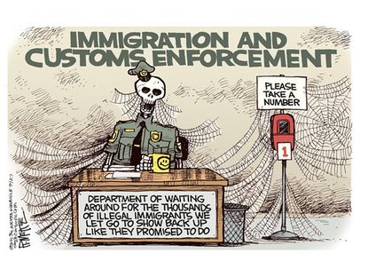 Political cartoon illegal immigrant U.S.