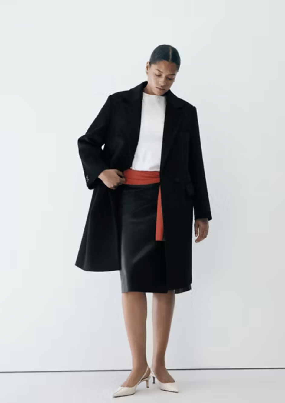 black leather pencil skirt mango