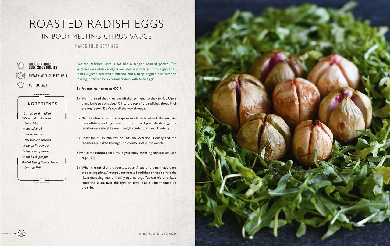 A cosmic recipe from a "Alien: The Official Cookbook" by Chris-Rachael Oseland.
