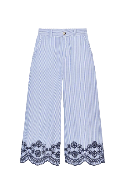 ZARA, Striped Culottes With Embroidery