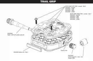 Image shows the composition of the Look Trail Grip flat pedals.