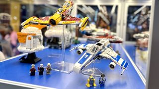 New Republic E-Wing vs. Shin Hati’s Starfighter Lego set on display at SDCC 2023