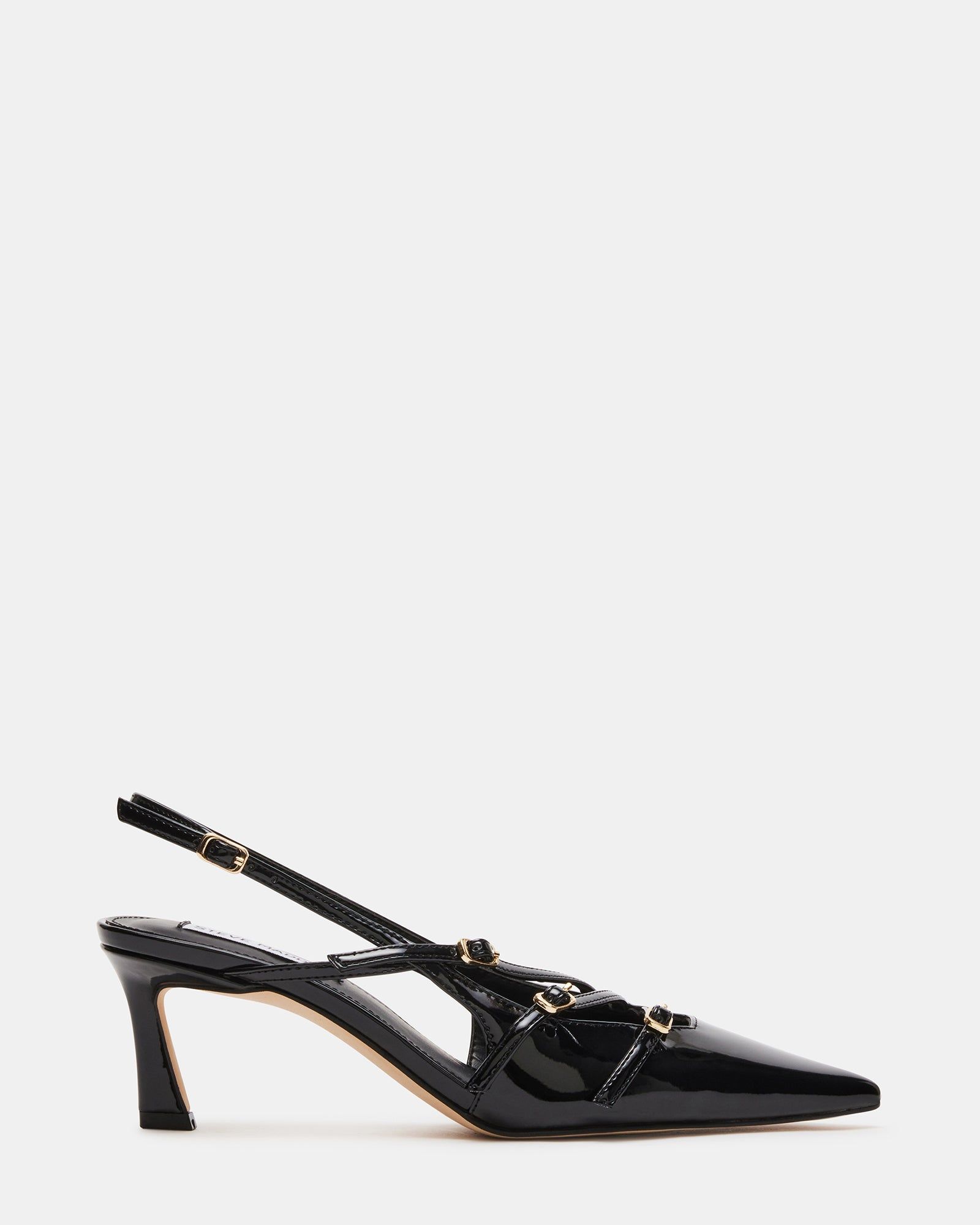 LIANA Black Patent Slingback Pointed Toe Low Heel | Women's Heels – Steve Madden