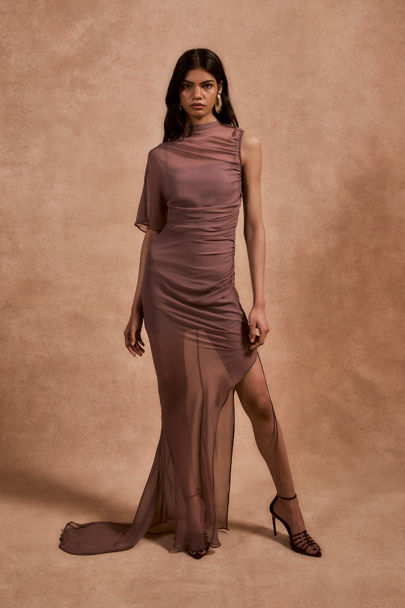 Lucho Maxi Dress in Ash Silk Chiffon