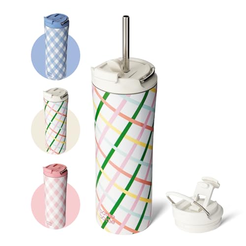 Bottlebottle Bottle Bottle Insulated Travel Mug With Straw and Dual-Use Lid Stainless Steel Coffee Cup 500ml(18oz) Thermal Iced Coffee Flask Tumbler With Handle(crystaline)