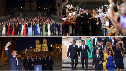 Players and partners attend the Ryder Cup gala dinner