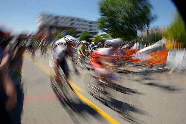 The men's start of the Mankato Road Race is a swirl of colour.