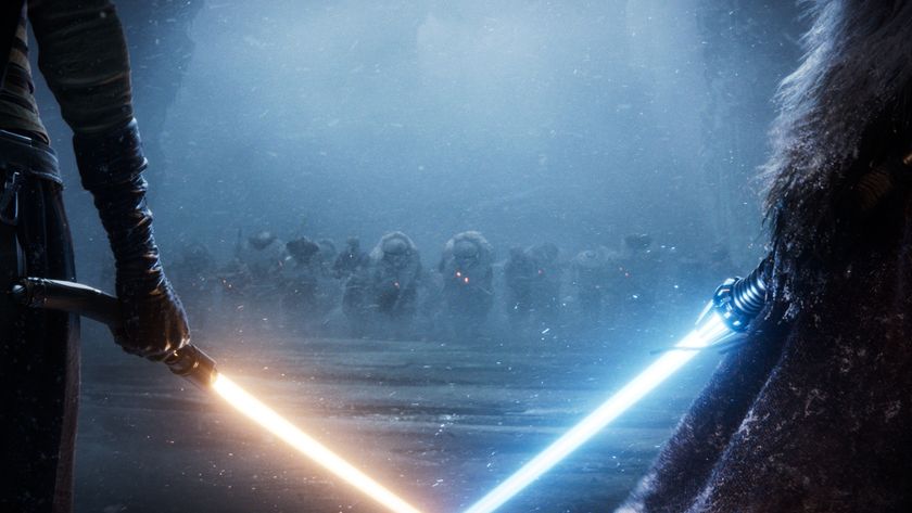 Star Wars: Eclipse screenshot shows two lightsabers with an advancing army in the background