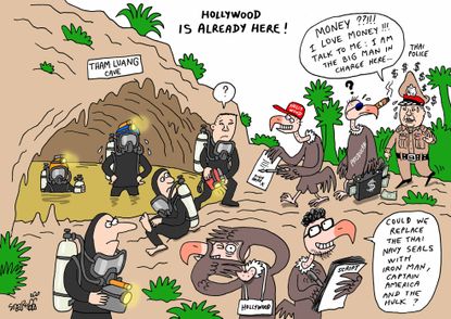Editorial Cartoon U.S. Thai cave rescue Hollywood