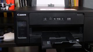 A photograph of the Canon PIXMA GM2050 Inkjet Monochrome Printer control panel