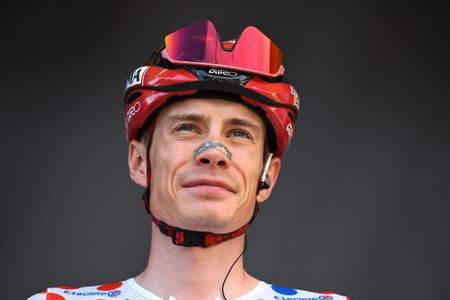 MULHOUSE, FRANCE - JULY 18: Jonas Vingegaard of Denmark and Team Visma | Lease a Bike - Polka dot Mountain Jersey prior to the 113th Tour de France 2026 - Stage 14 a 155.3km a 155.3km stage from Mulhouse to Le Markstein 1189m / #UCIWT / on July 18, 2026 in Mulhouse, France. (Photo by Dario Belingheri/Getty Images)