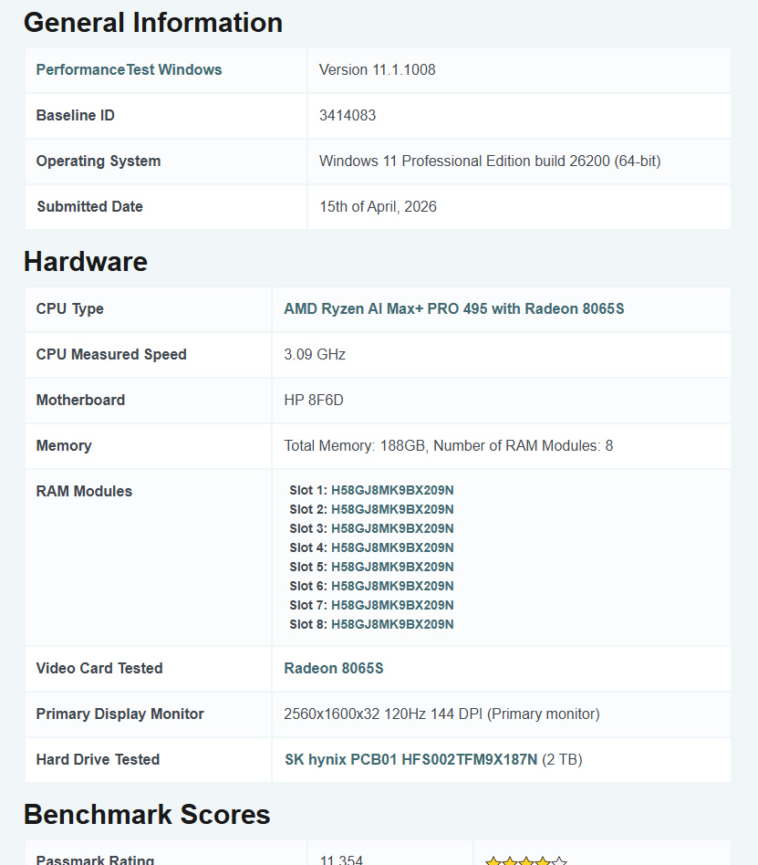 PassMark 데이터베이스에서 곧 출시될 AMD Ryzen AI Max+ PRO 495의 유출된 사양이 발견되었습니다.