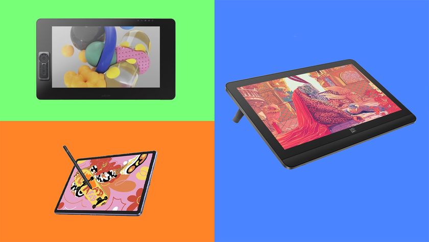 Prime Day Drawing Tablet deals; a mix of drawing tablets on a green, orange and blue backgrounds